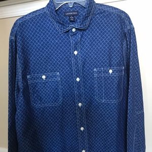 Lands’ End Large 16-16 1/2 Button Down Check Blue